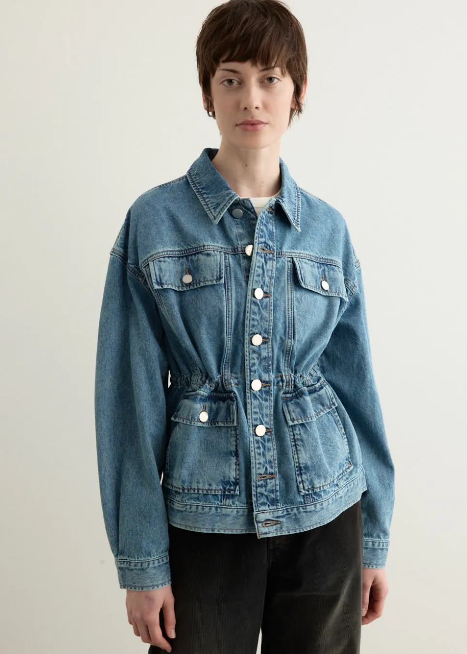 Amy Cinched Denim Trucker Jacket