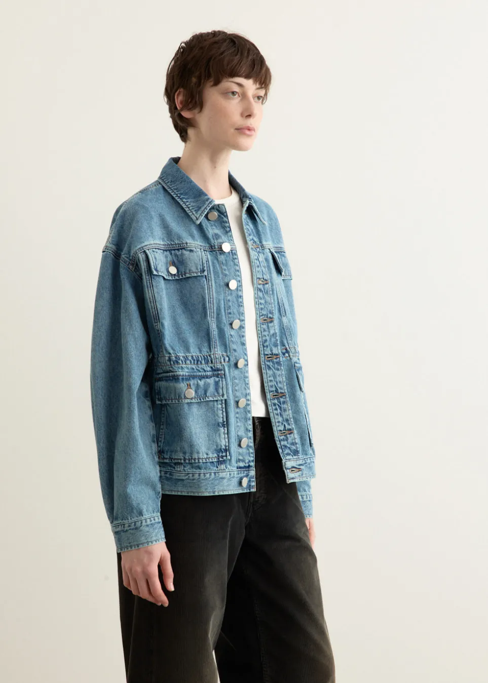 Amy Cinched Denim Trucker Jacket