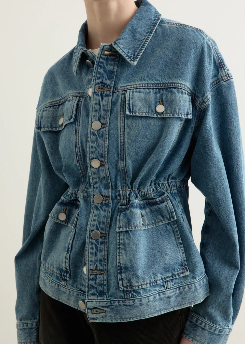 Amy Cinched Denim Trucker Jacket
