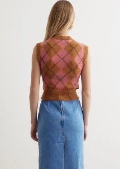 Argyle Light Mohair V-Neck Sweater Vest