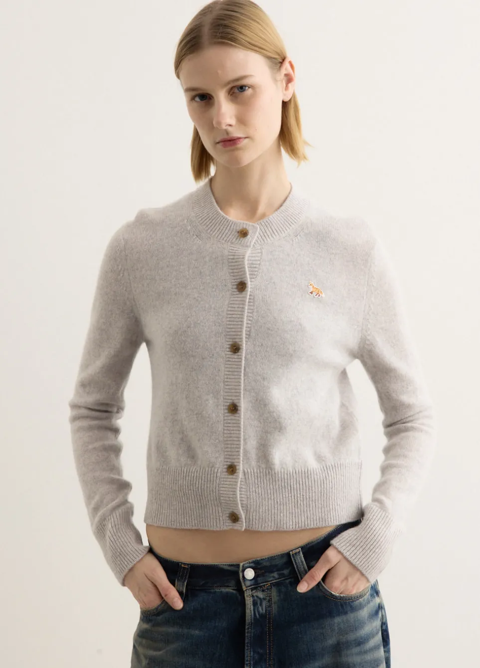 Baby Fox Patch Fitted Cardigan