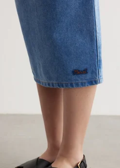 Bleached Coated Denim Skirt