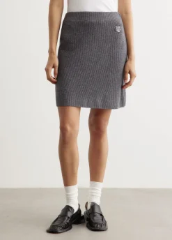 Bold Fox Head Patch Short Ribbed Skirt