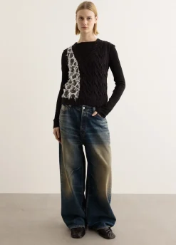 Boucle Cable Patchwork Knit Vest