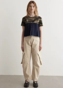 Camouflage Pleats Denim Top