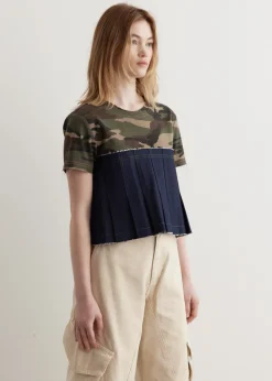 Camouflage Pleats Denim Top