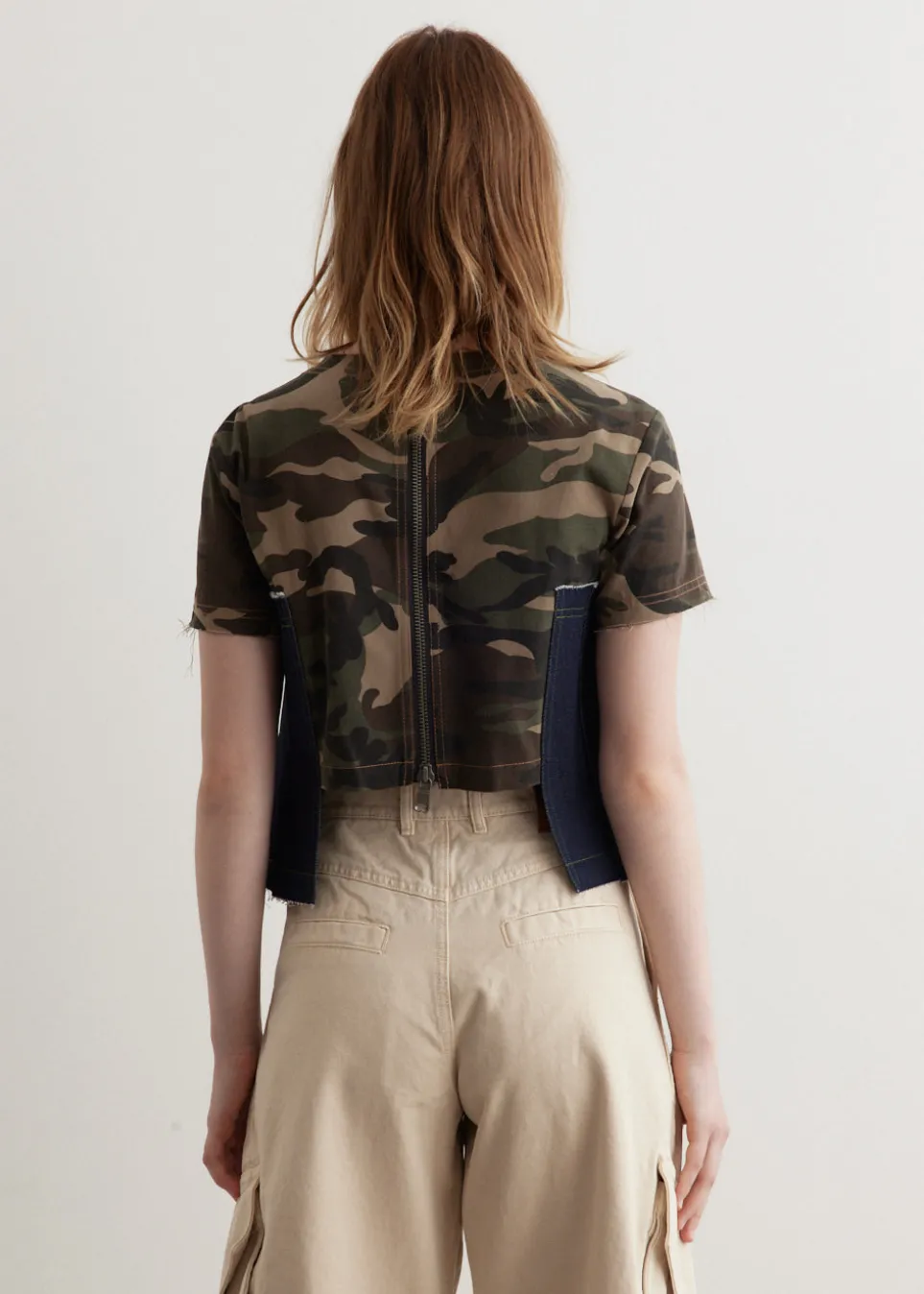 Camouflage Pleats Denim Top