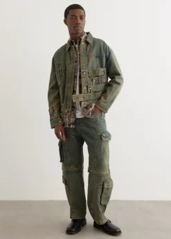 Cargo Coated Wide Leg Jeans