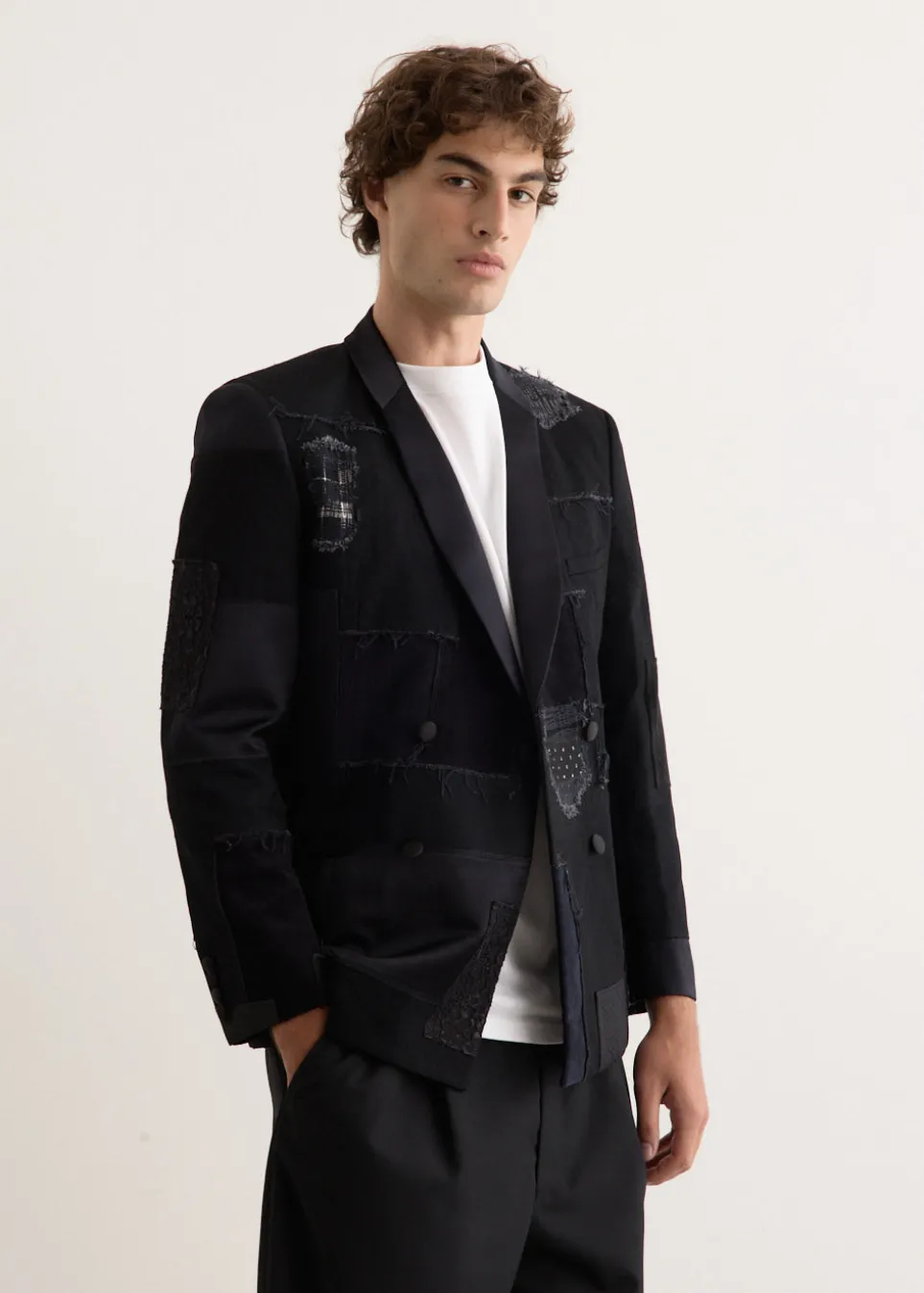 Cotton Denim x Multi Fabrics Patchwork Jacket