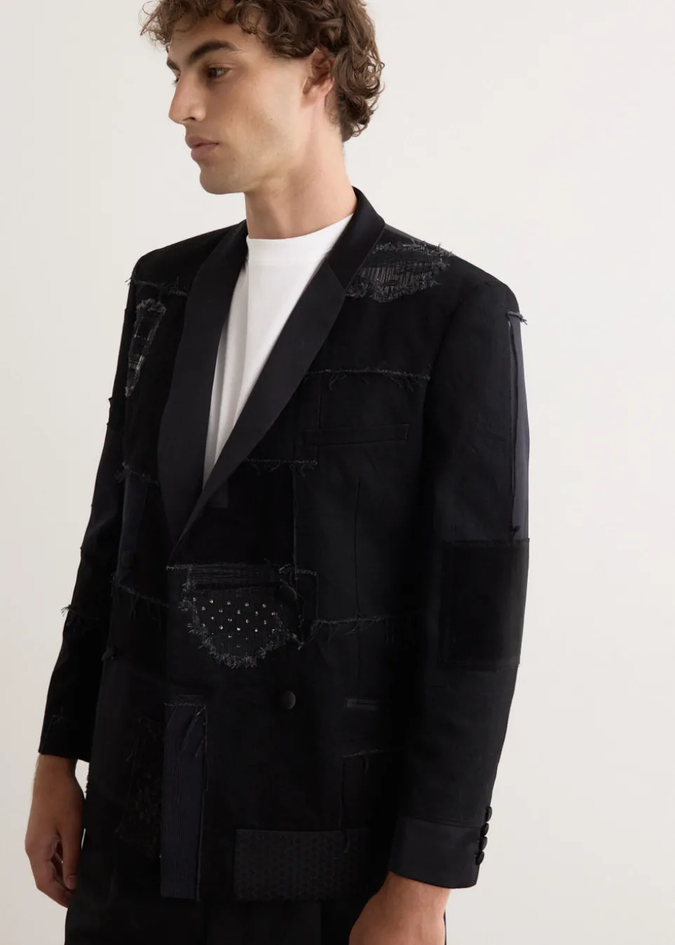 Cotton Denim x Multi Fabrics Patchwork Jacket