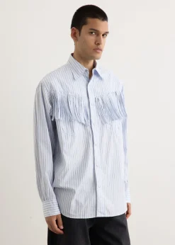 Cotton Stripe Fringe Husky Western Shirt