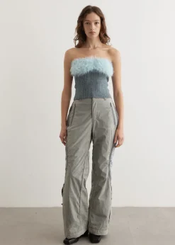 Crack Padded Lace-Up Wide Pants
