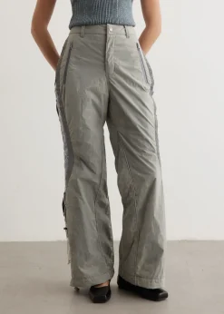 Crack Padded Lace-Up Wide Pants