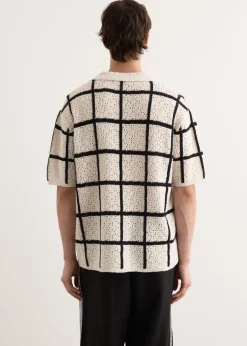 Crochet Check Open Placket Polo