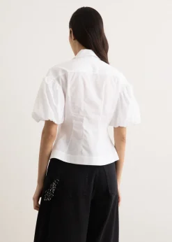 Cropped Ruffle Puff Sleeve Shirt