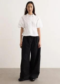 Cropped Ruffle Puff Sleeve Shirt