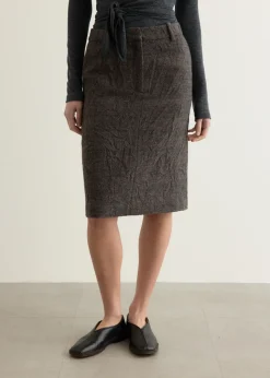 Crumpled Wool H-Line Skirt