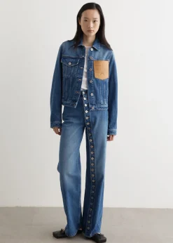 Denim Jacket With Leather Pocket