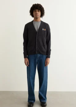 Double Bold Fox Head Patch Regular Cardigan