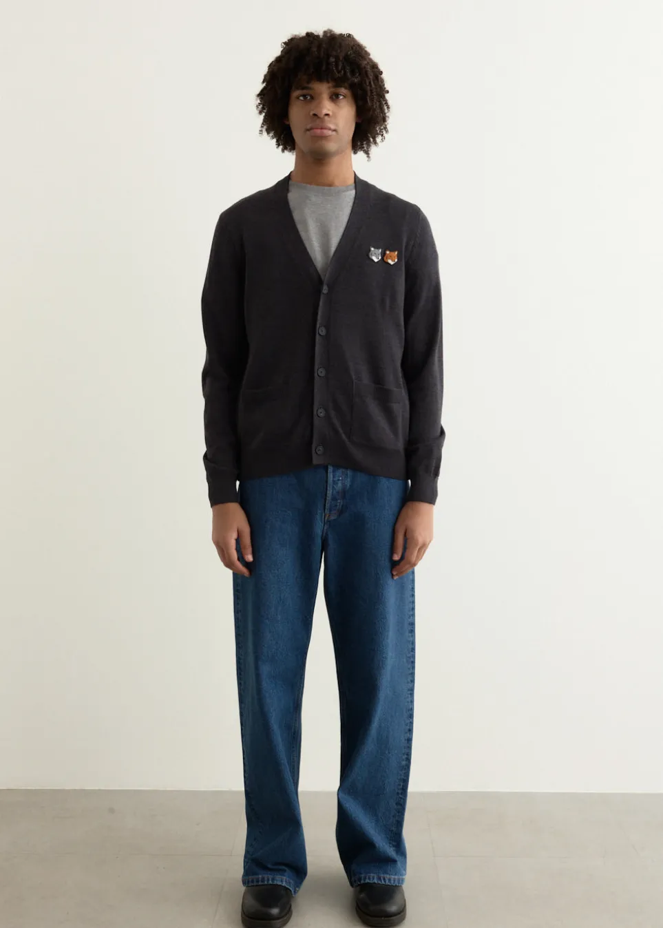 Double Bold Fox Head Patch Regular Cardigan