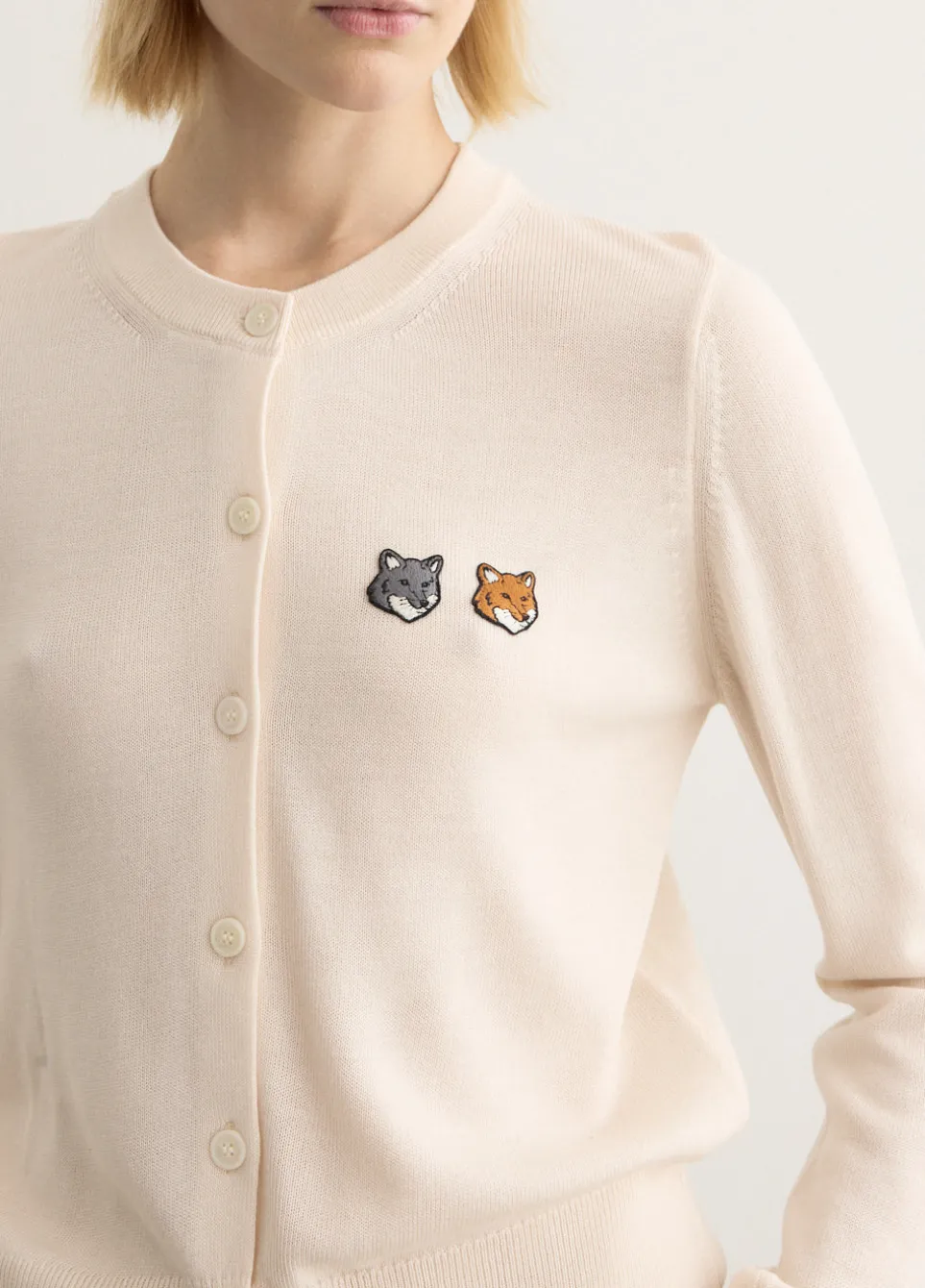 Double Bold Fox Head Patch Regular Cardigan