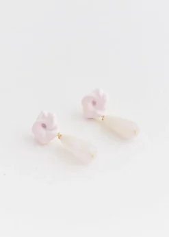 E01 Earrings With Rose Quartz Beads