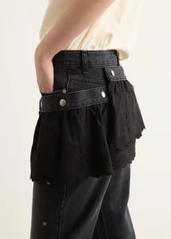 Flower Lace Attached Bootcut Jeans