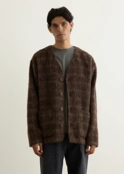 Hairy Check Wool Cardigan