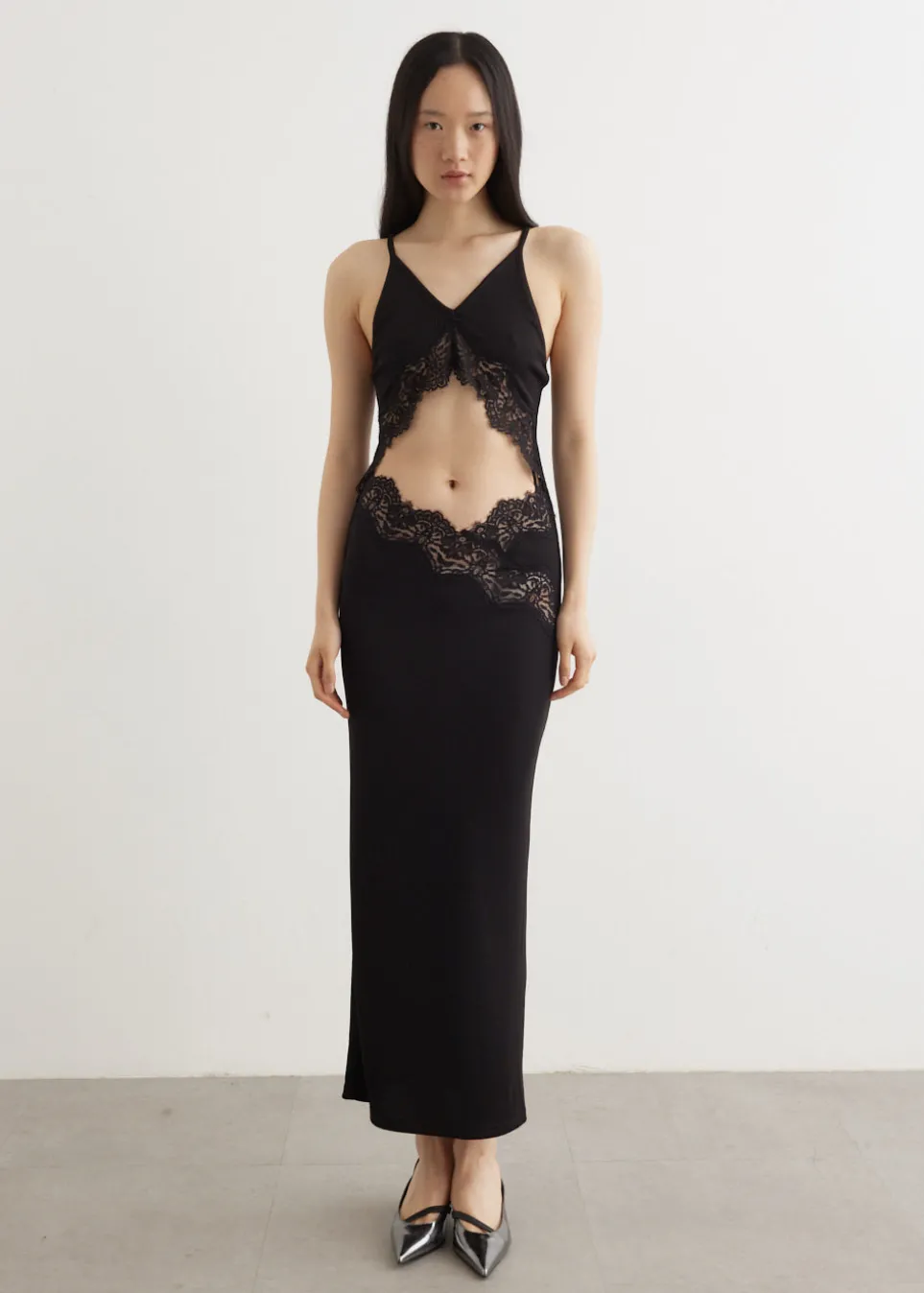 Lace Insert Halter Dress