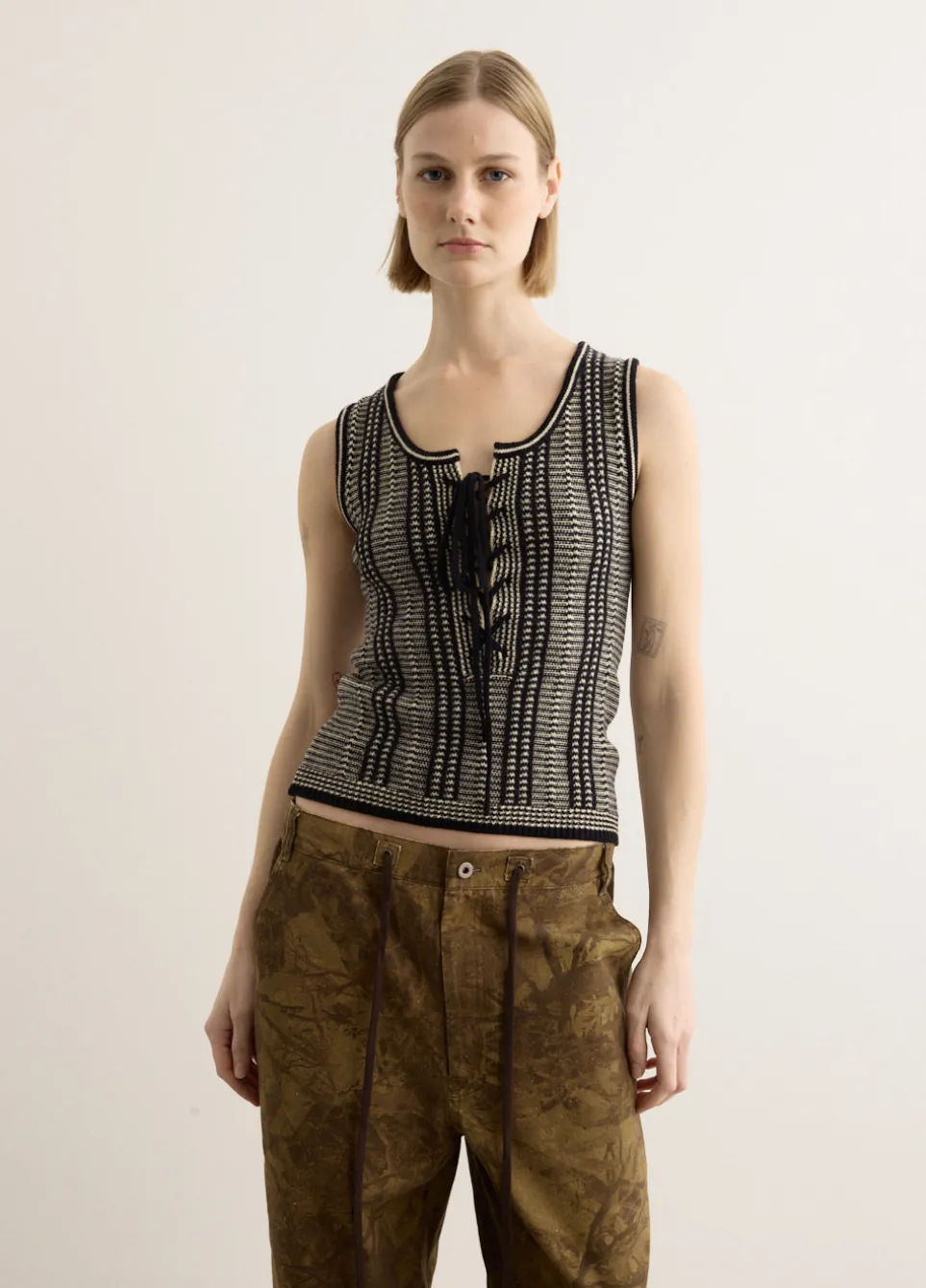 Lace Up Knitted Vest