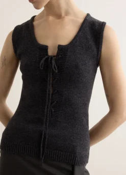 Lace Up Knitted Vest