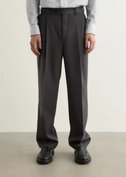 Light Wool Max Gabardine Two-Tuck Slacks