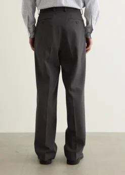 Light Wool Max Gabardine Two-Tuck Slacks
