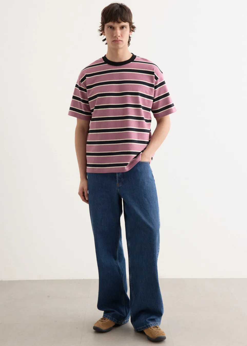 Mesh Border Stripe SS T-Shirt