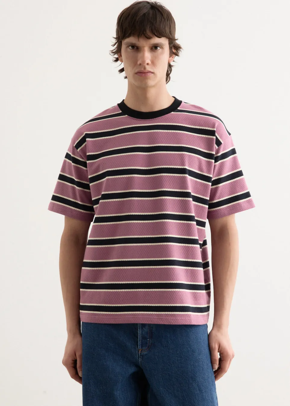 Mesh Border Stripe SS T-Shirt