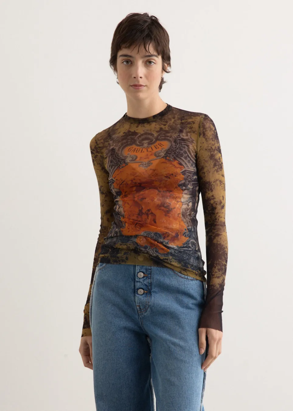 Mesh Long Sleeve Top