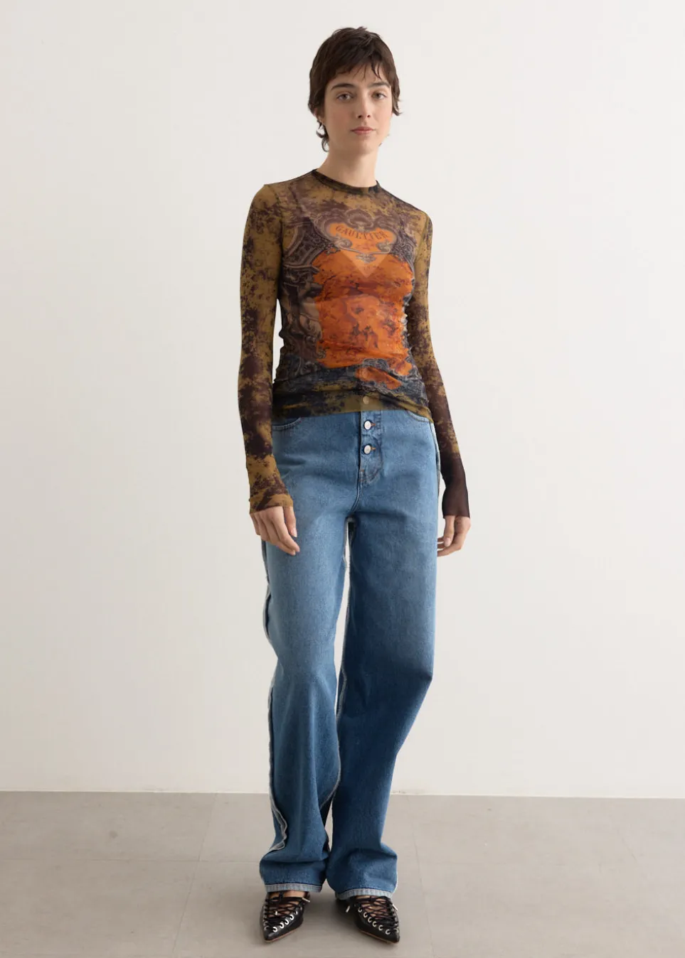 Mesh Long Sleeve Top