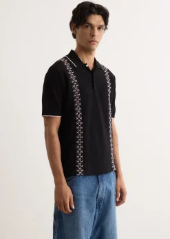 Mesh Stripe Knit Polo