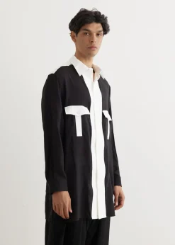 Monochrome Panel Tuck Collar Shirt
