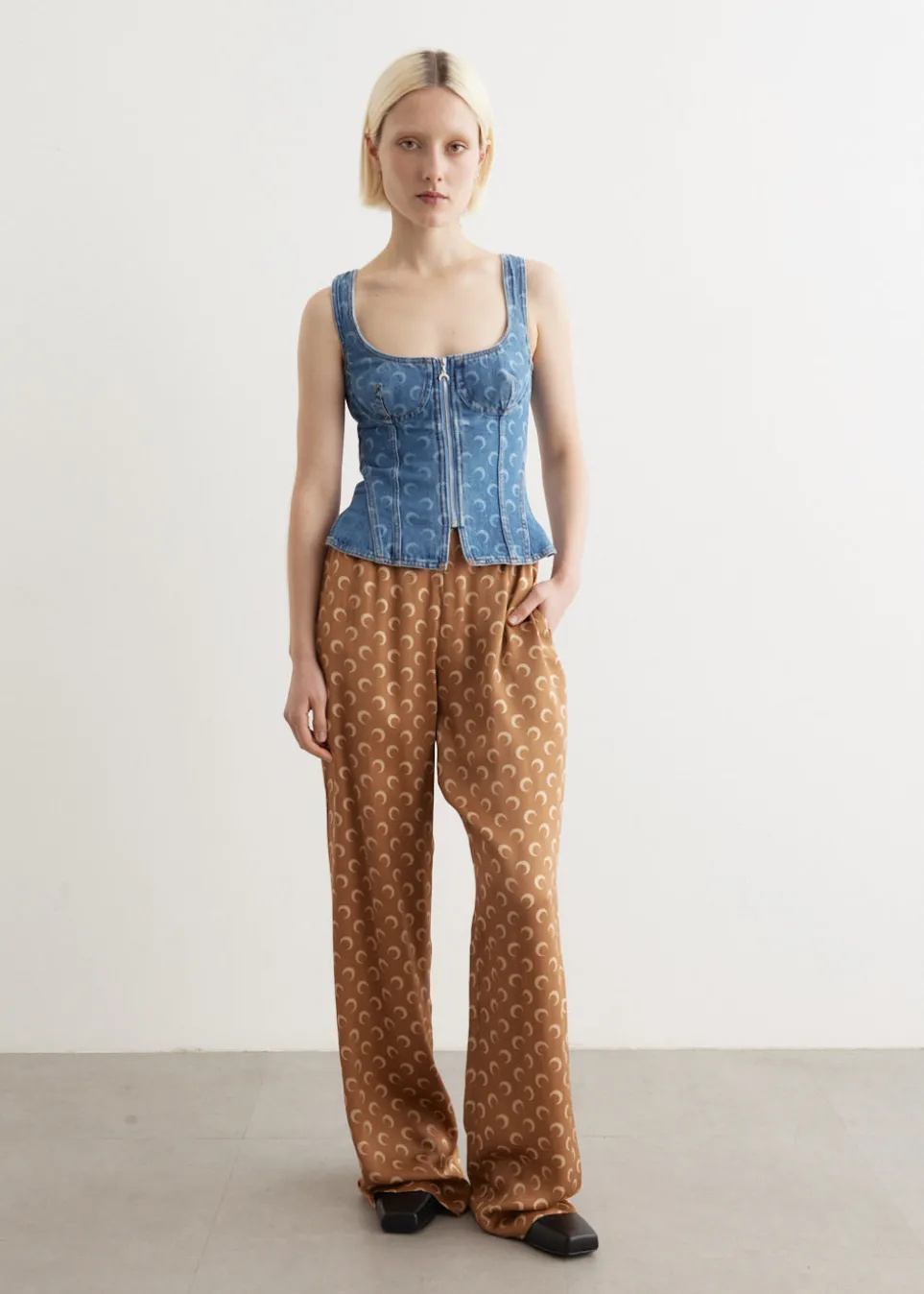 Moon Laser Denim Corset Top