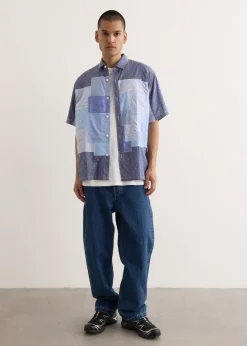 Multi Fabrics Patchwork Shortsleeve Shirt