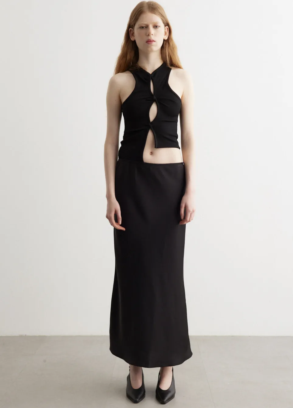 Open Twist Satin Tank Dress