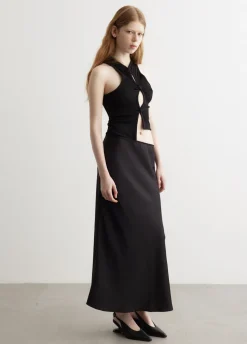 Open Twist Satin Tank Dress