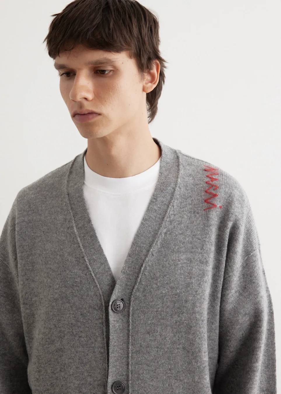 Oversized Embroidered Logo Cardigan