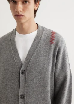 Oversized Embroidered Logo Cardigan