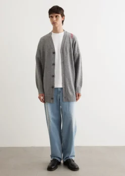 Oversized Embroidered Logo Cardigan