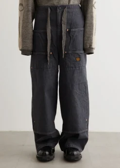 14oz BLKxECR Denim W-Knee EASY Baggy Pants