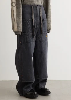 14oz BLKxECR Denim W-Knee EASY Baggy Pants