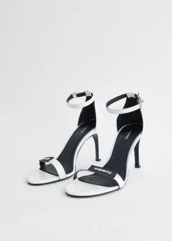 Patent Skinny Strap Logo Sandals