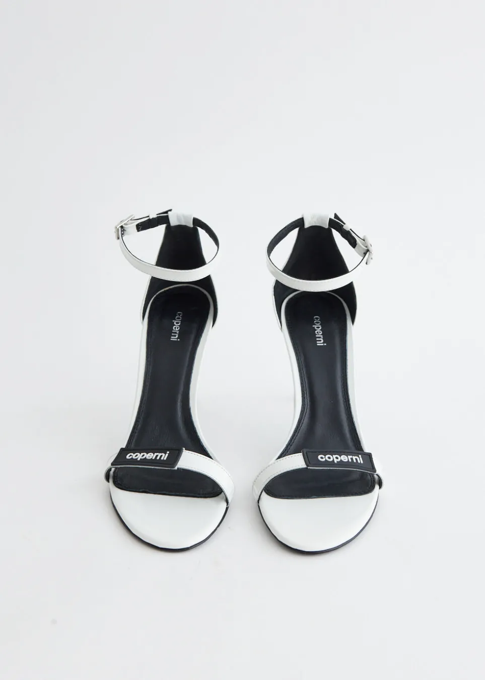 Patent Skinny Strap Logo Sandals